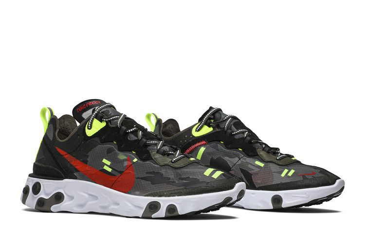 Nike React Element 87 Medium Olive Volt Crimson - CJ4988-200