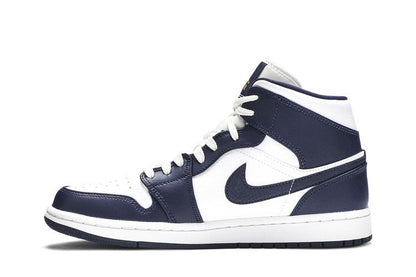 Air Jordan 1 Mid White Metallic Gold Obsidian