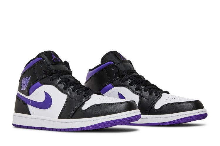 Air Jordan Air Jordan 1 Mid White Black Purple - 554724-095 / 554725-095