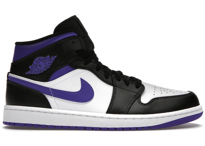 Air Jordan Air Jordan 1 Mid White Black Purple - 554724-095 / 554725-095