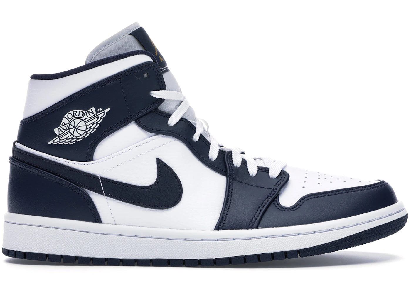 Air Jordan 1 Mid White Metallic Gold Obsidian