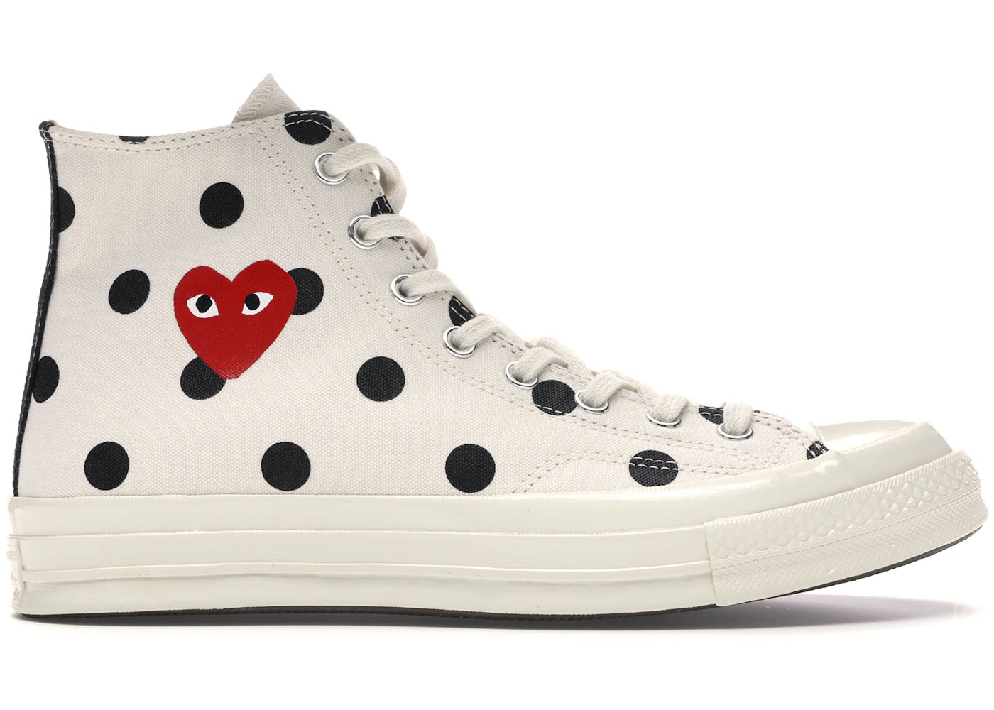 Converse Chuck Taylor All-Star 70s Hi Comme des Garçons PLAY Polka Dot White - 157251C