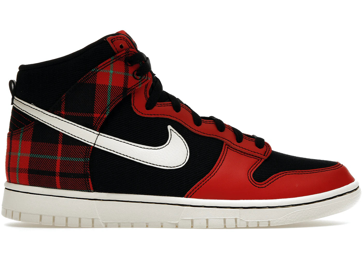 Nike Dunk High SE Tartan Plaid Black University Red - DV0826-001